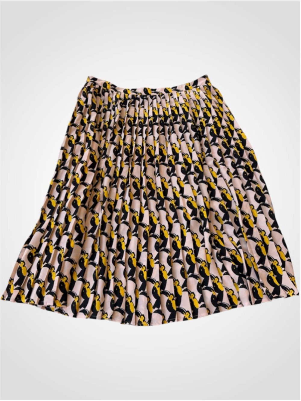 Avec Les Filles Toucan Print Pleated Midi Skirt in Blush Size 14 - Picture 3 of 9